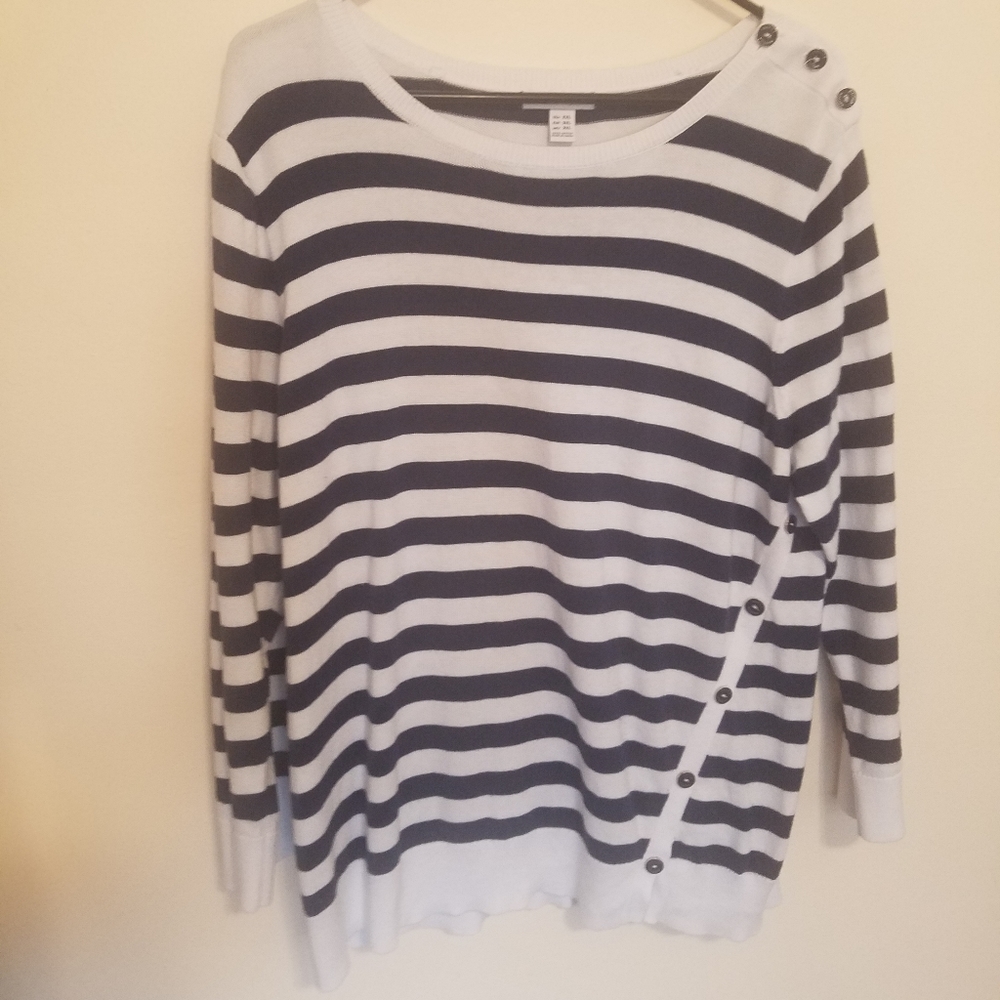 NAUTICA Striped Sweater with Button Detail